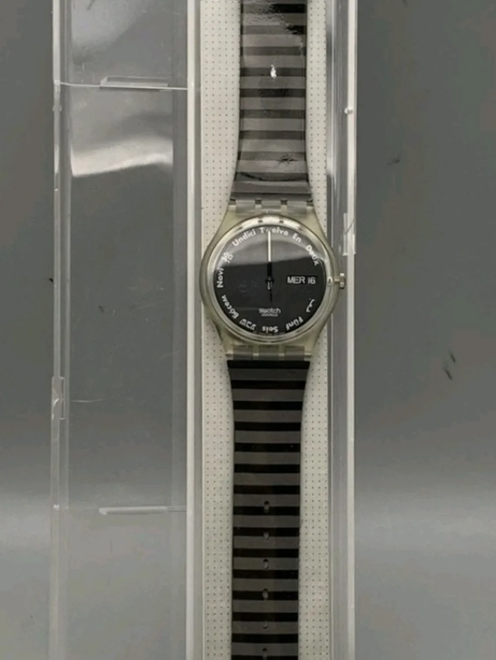 Swatch GK703 Unisex Gutenberg Vintage Black Stripe Watch